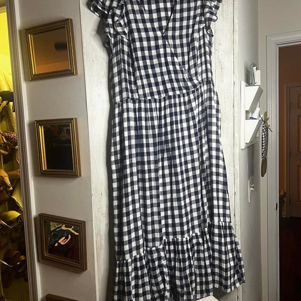 Old Navy Gingham Faux Wrap Maxi Dress 2x